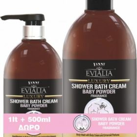 Yanni Evialia Shower Bath Cream Baby Powder Με Κρέμα Σώματος – 1lt + 500ml Refill Δώρο