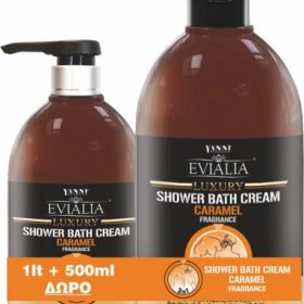 Yanni Evialia Shower Bath Cream Καραμέλα Με Κρέμα Σώματος – 1lt + 500ml Refill Δώρο